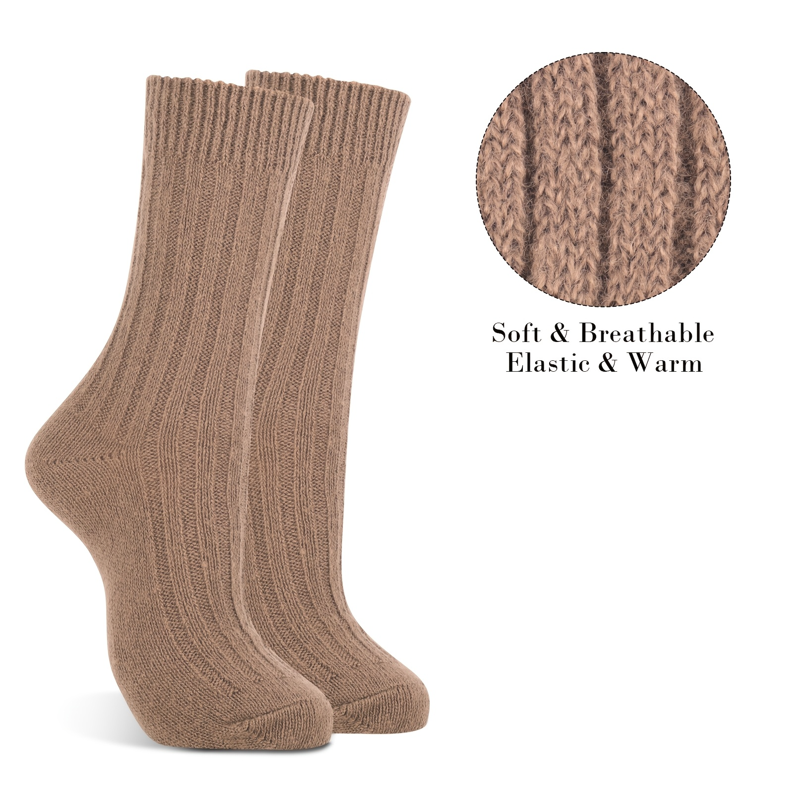 6 Pairs Womens WOOL BLEND SOCKS Bulk Pack - Ladies Thick Soft Warm Winter Socks-4