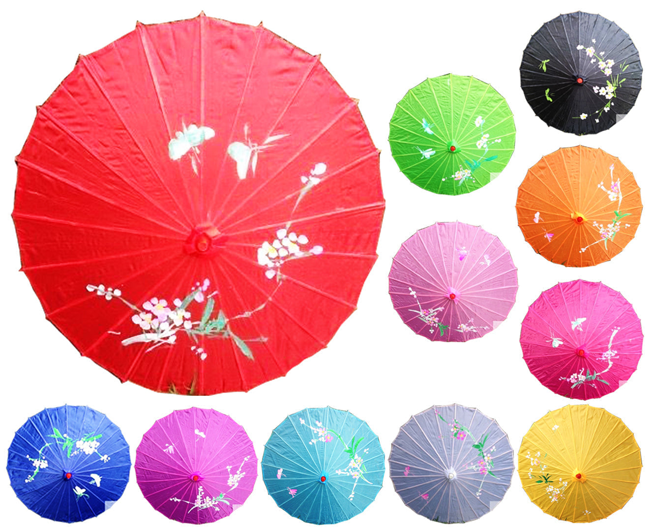 6x PARASOL UMBRELLA Chinese Japanese Bamboo Flower Pattern 80cm Large BULK-3