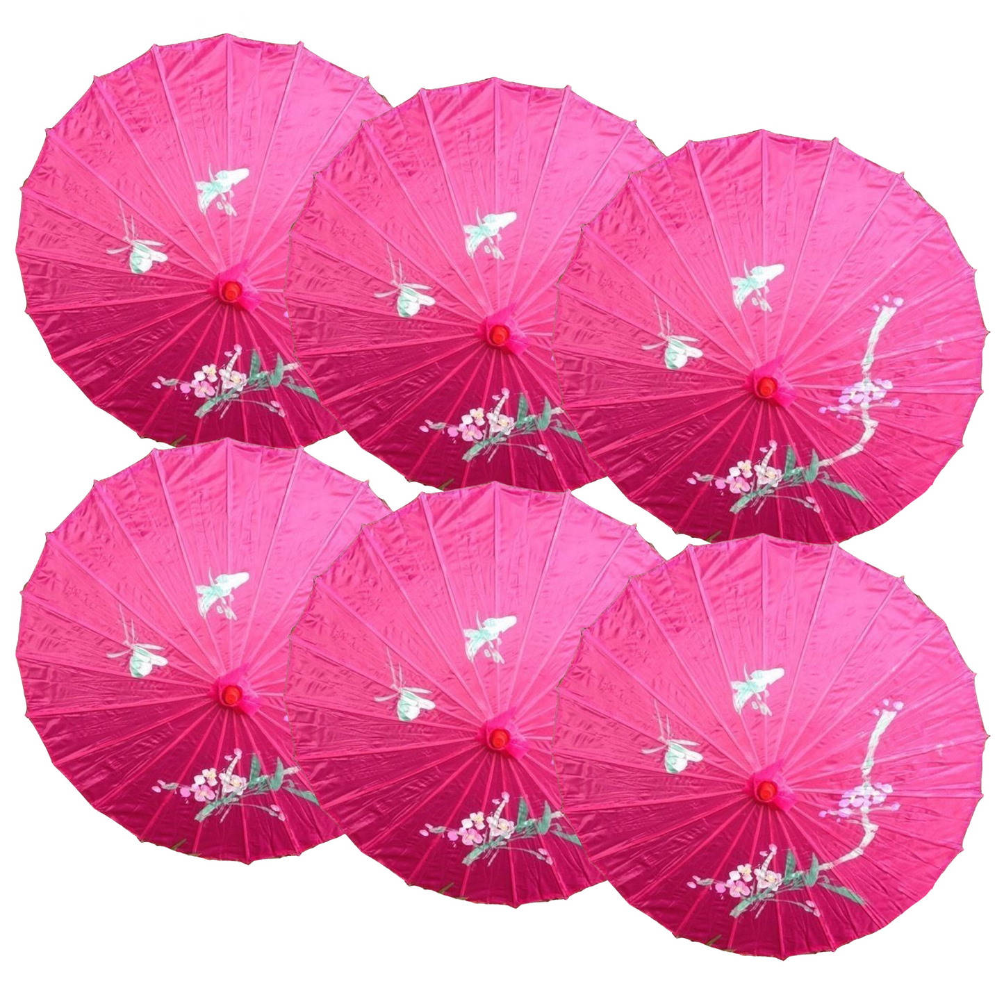 6x PARASOL UMBRELLA Chinese Japanese Bamboo Flower Pattern 80cm Large BULK-6