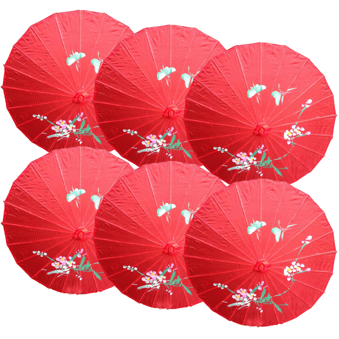 6x PARASOL UMBRELLA Chinese Japanese Bamboo Flower Pattern 80cm Large BULK-11