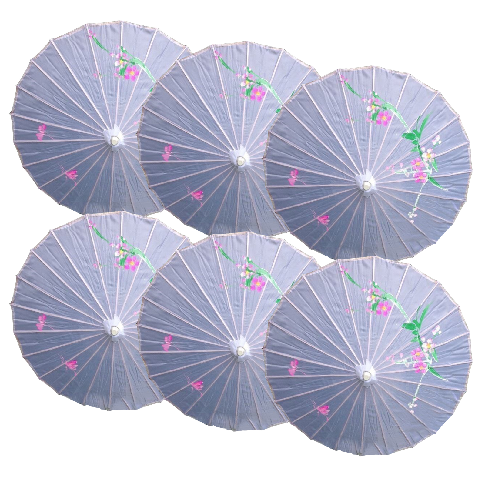 6x PARASOL UMBRELLA Chinese Japanese Bamboo Flower Pattern 80cm Large BULK-13