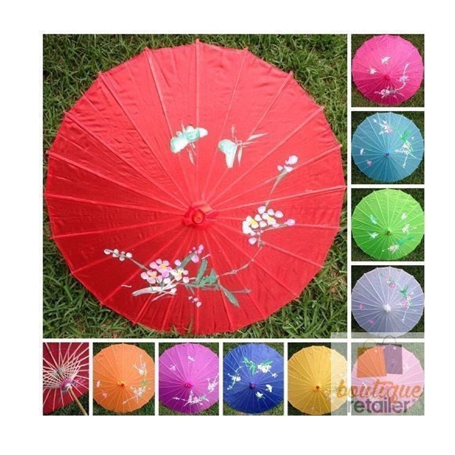 6x PARASOL UMBRELLA Chinese Japanese Bamboo Flower Pattern 80cm Large BULK-1