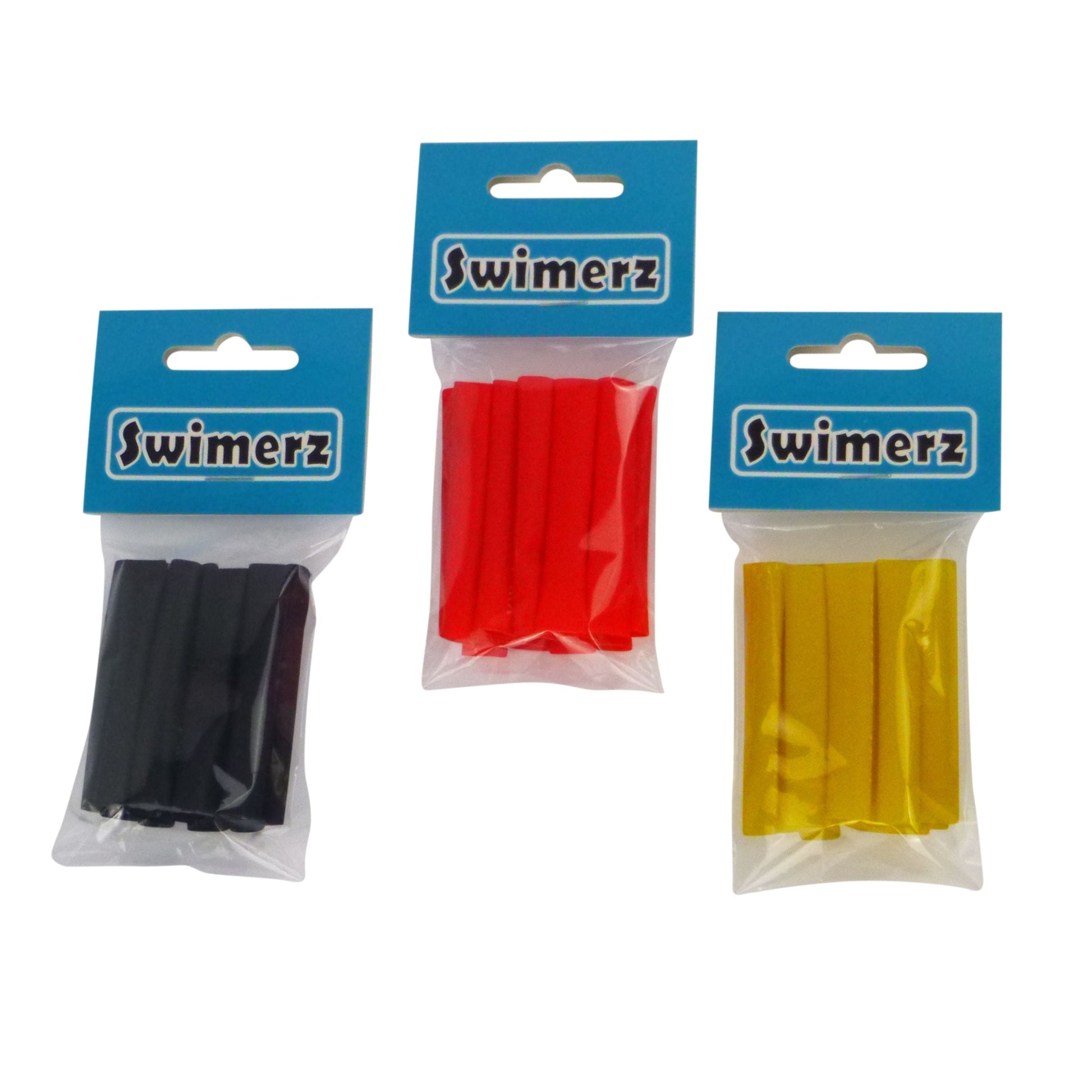 Swimerz Assist Hook Sleeves, 6mm Shrink Tube, Black, Yellow & Red, 50mm. Qty 45.-0