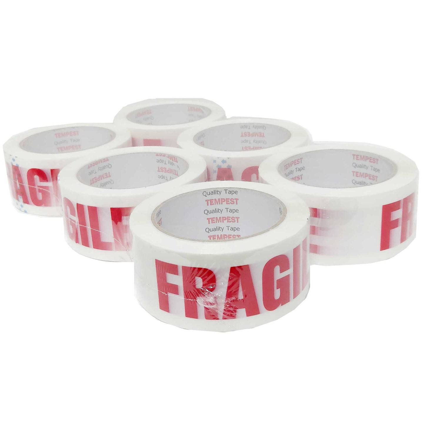 6x Fragile Packing Tape 48mmx75m Long Rolls Red White Packaging Adhesive Label-2