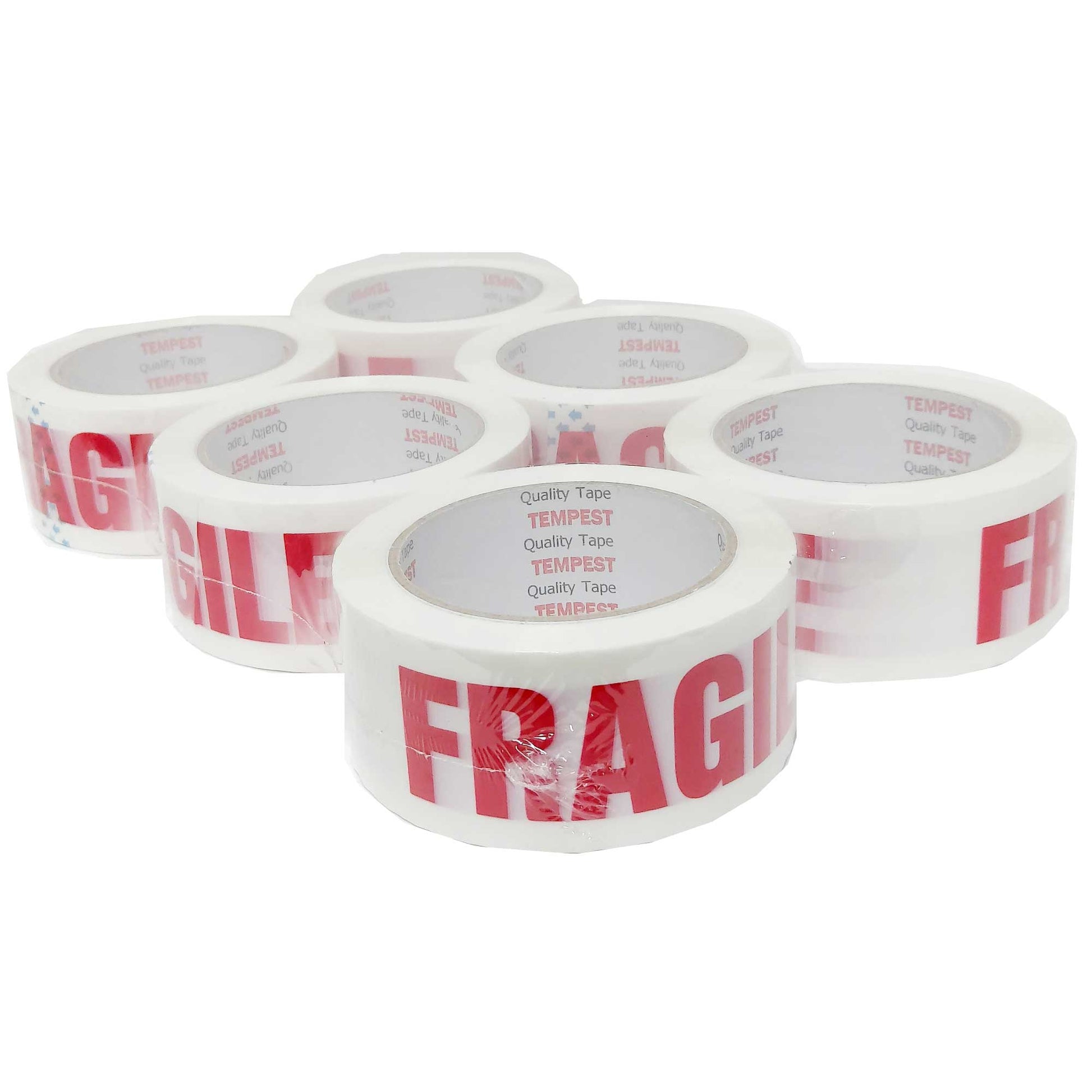 6x Fragile Packing Tape 48mmx75m Long Rolls Red White Packaging Adhesive Label-2