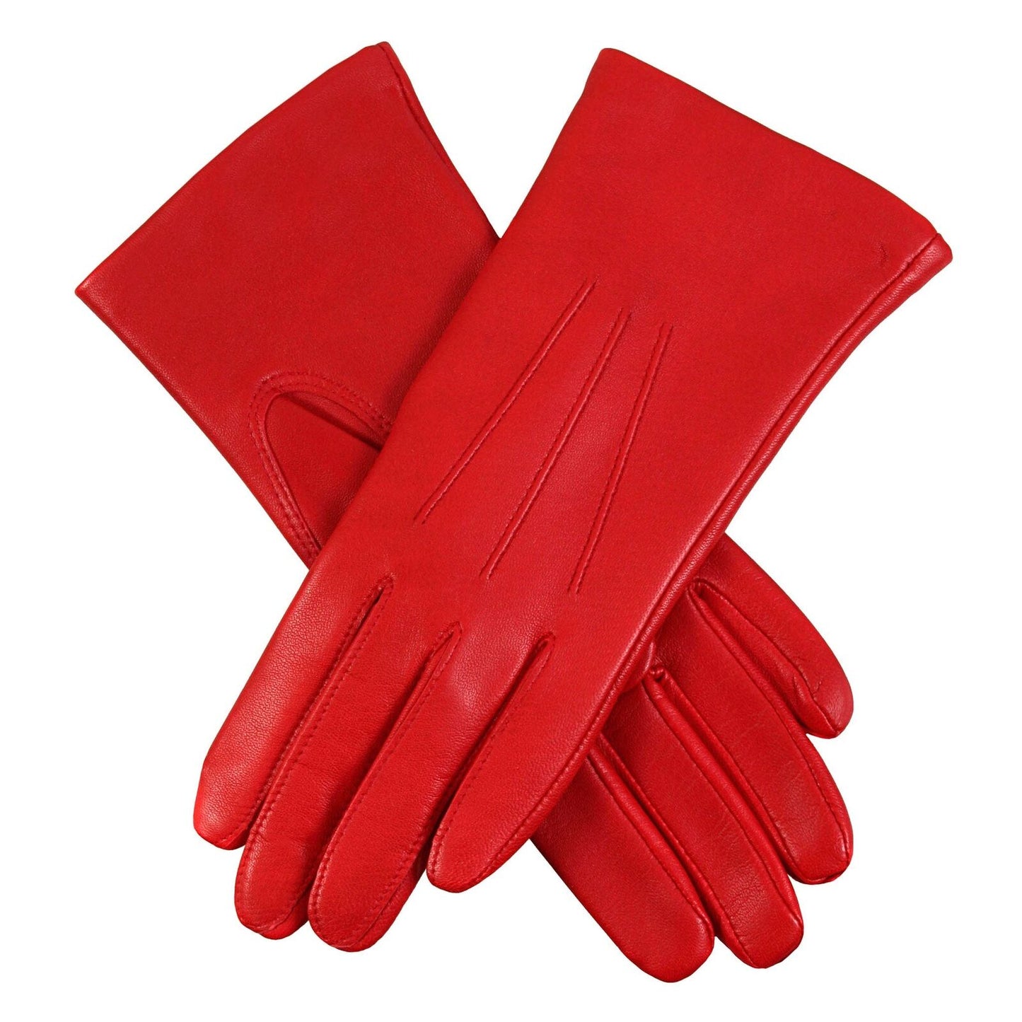 Dents Womens Emma Three-Point Leather Gloves - Berry Red