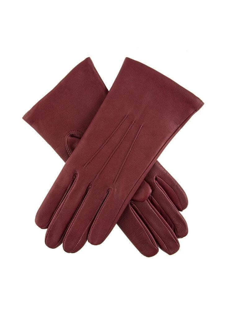Dents Womens Three-Point Leather Gloves - Clared Red-0