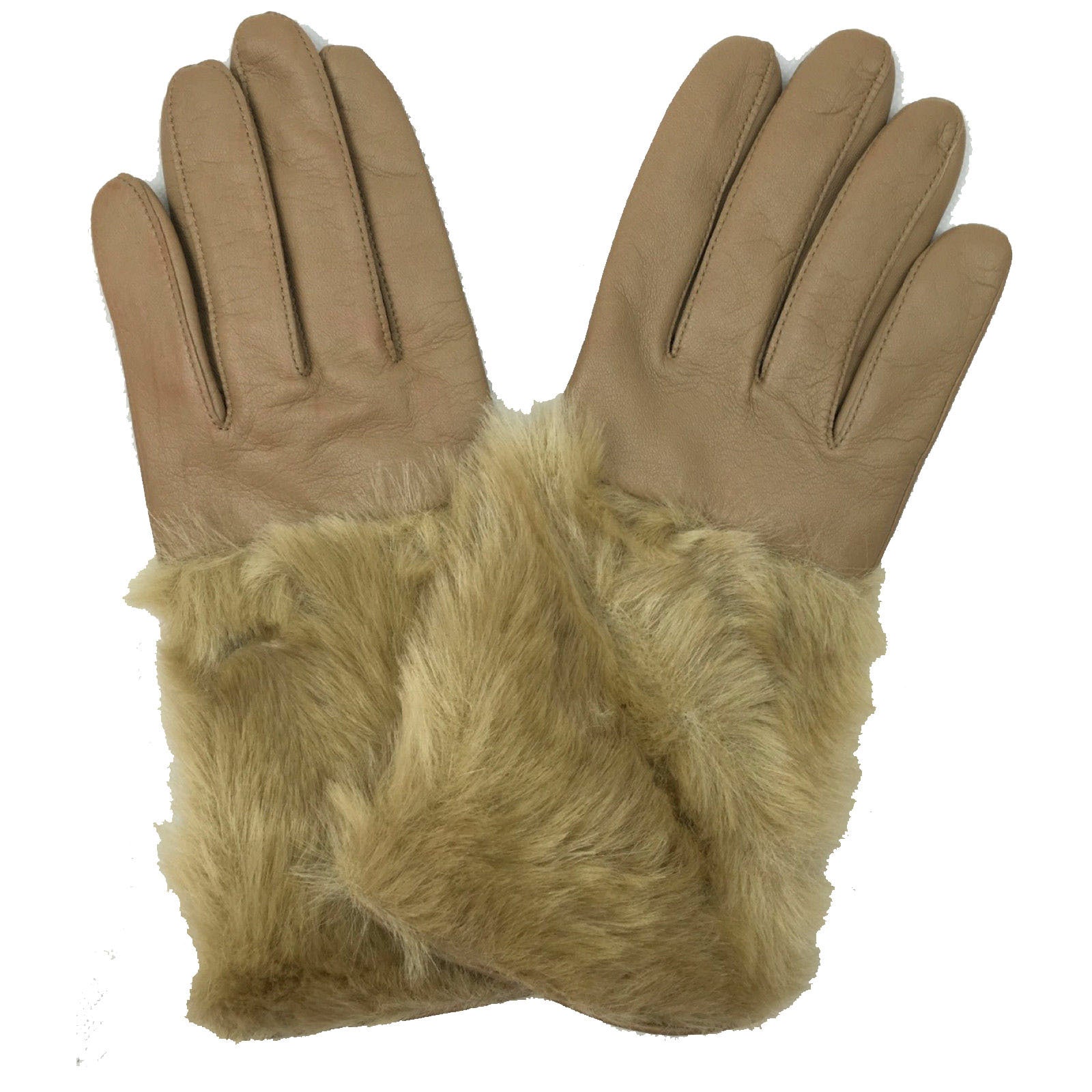 DENTS Womens Hair Sheep Leather Gloves Faux Fur Piped Cuff Elasticised 7-2383-4