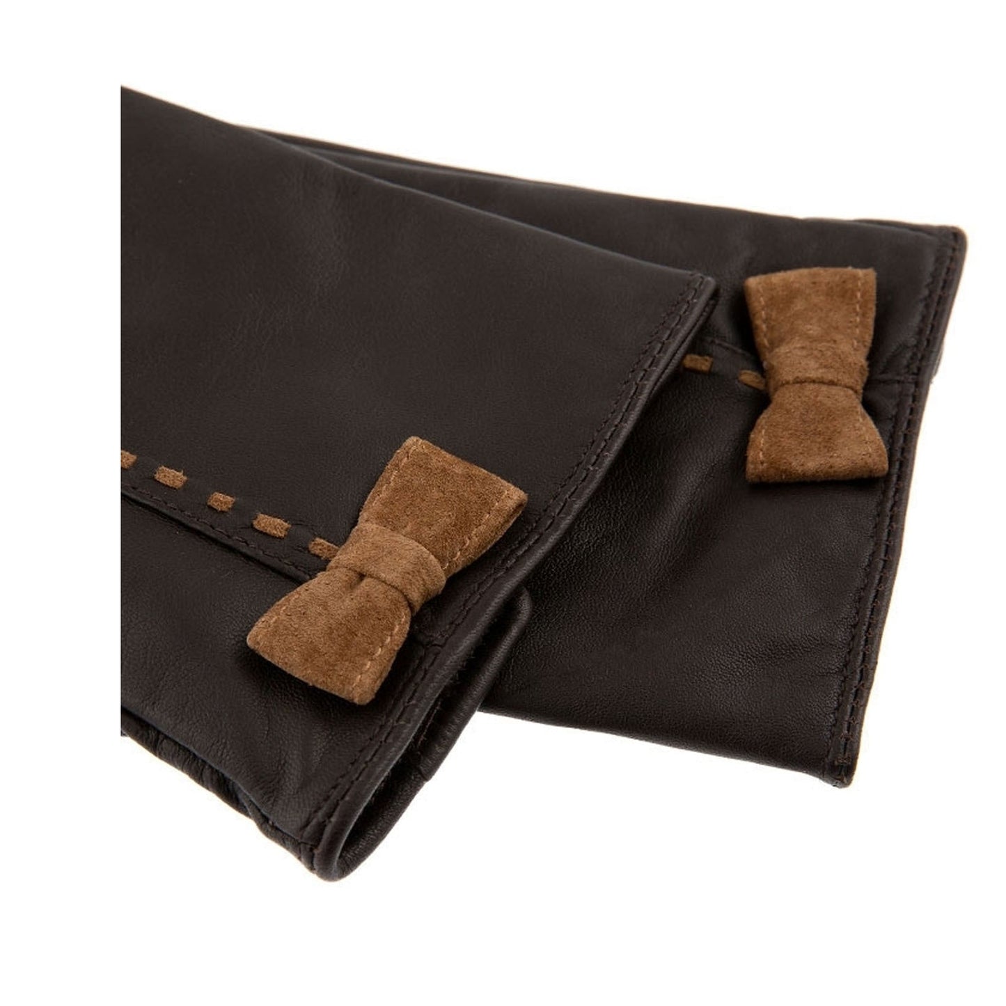Dents Womens Fern Leather Bow Gloves - Mocca/Chilli-3