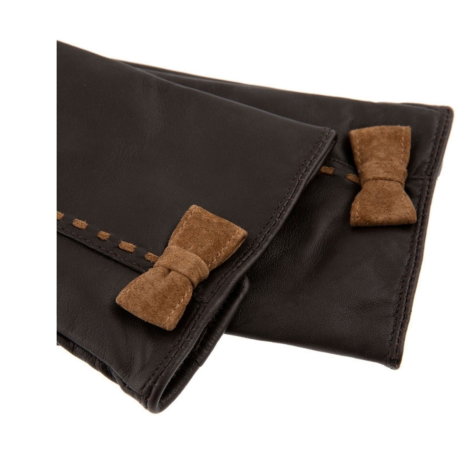 Dents Womens Fern Leather Bow Gloves - Mocca/Chilli-3