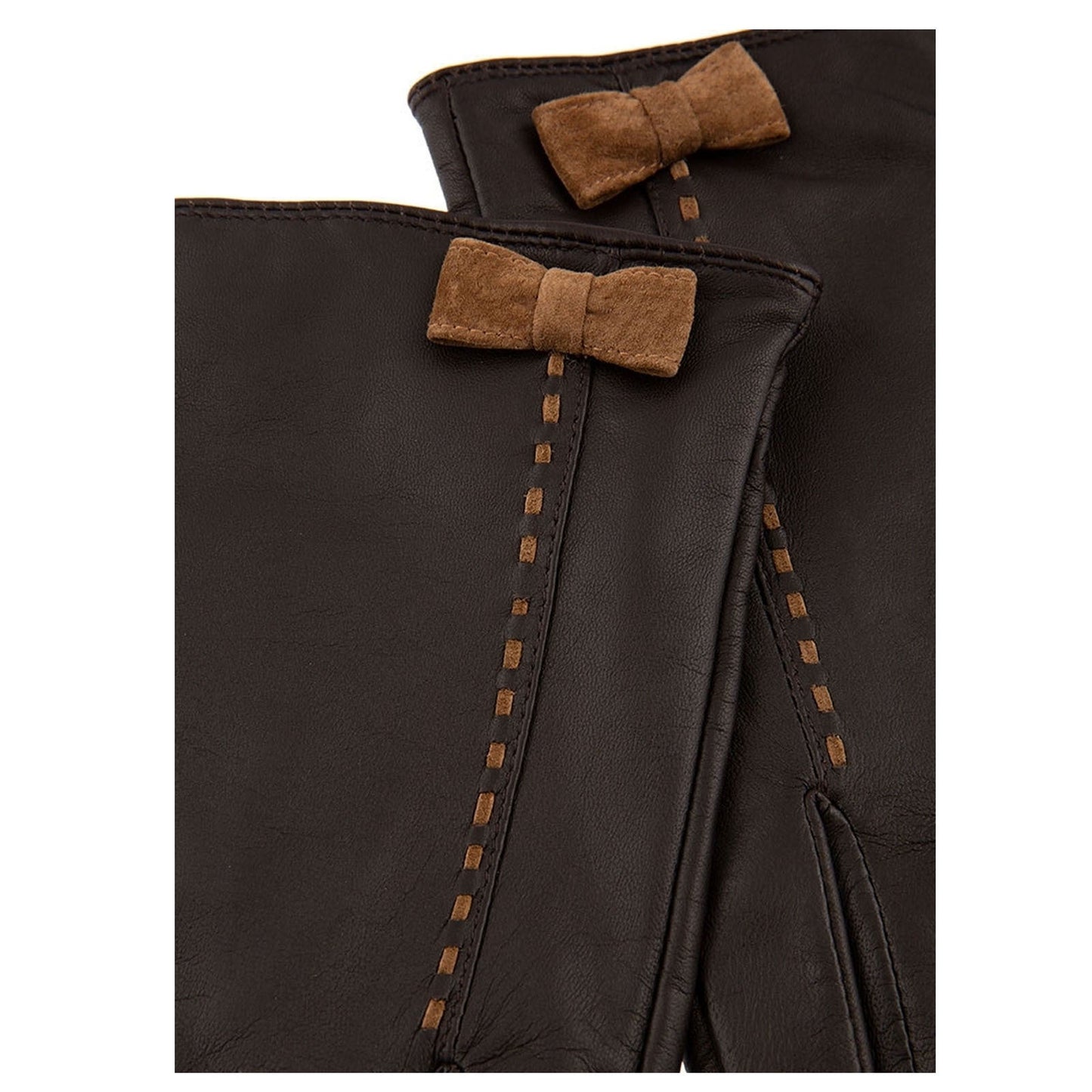 Dents Womens Fern Leather Bow Gloves - Mocca/Chilli-2