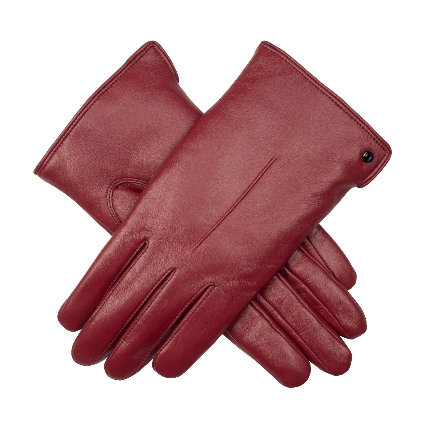 Dents Womens Touchscreen Single-Point Faux Fur-Lined Leather Gloves in Claret