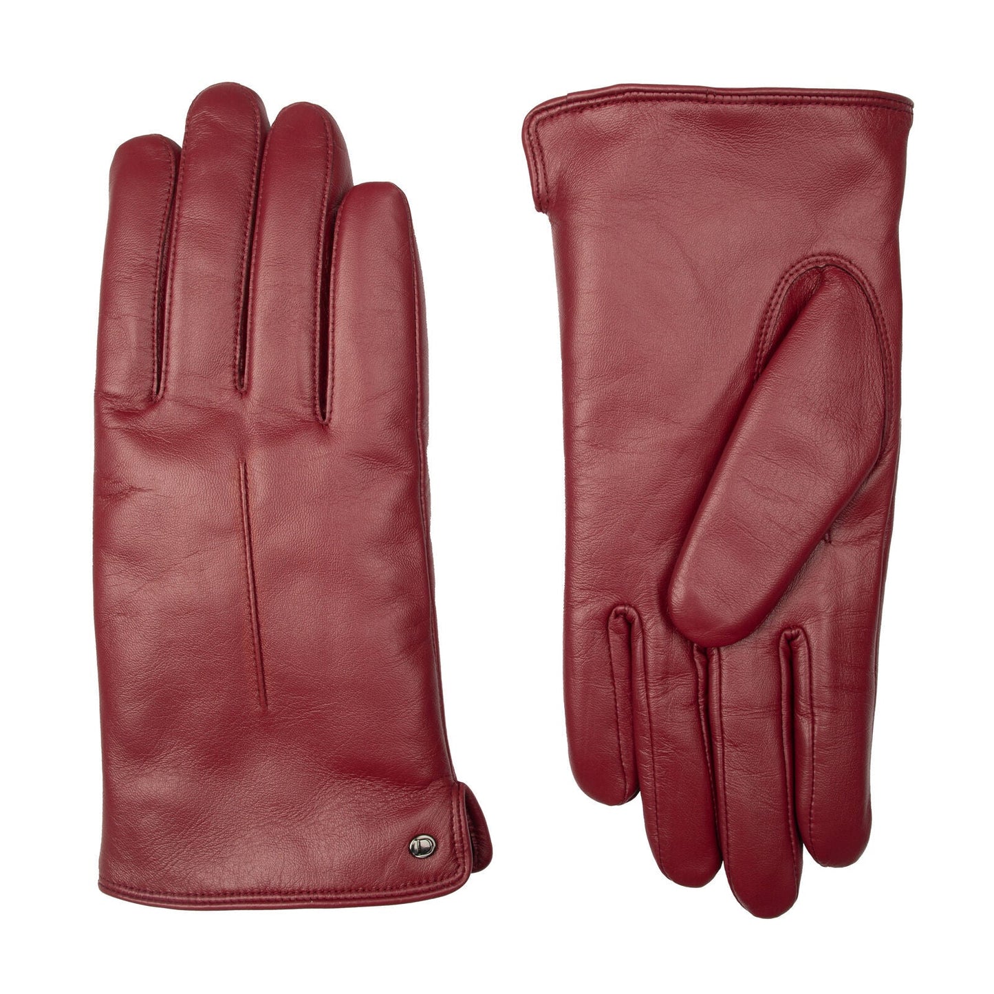Dents Womens Touchscreen Single-Point Faux Fur-Lined Leather Gloves in Claret