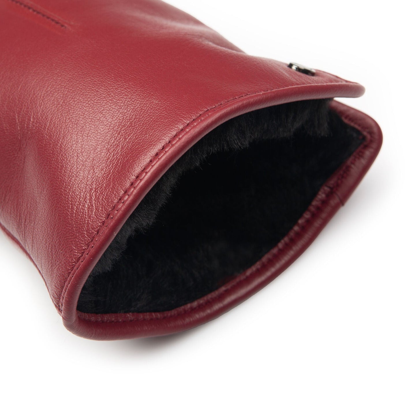 Dents Womens Touchscreen Single-Point Faux Fur-Lined Leather Gloves in Claret