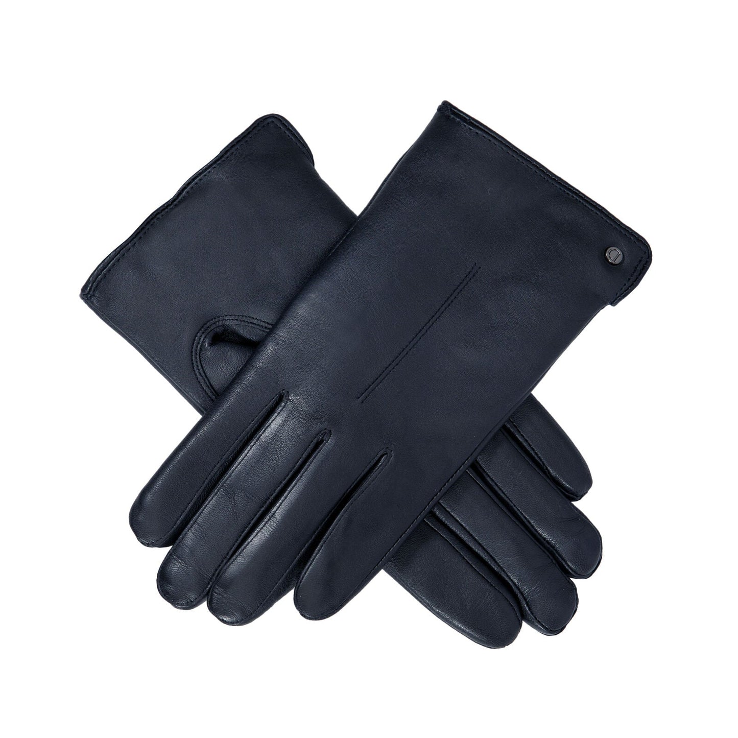 Dents Womens Touchscreen Single-Point Faux Fur-Lined Leather Gloves in Navy