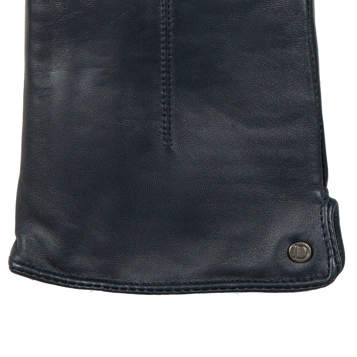 Dents Womens Touchscreen Single-Point Faux Fur-Lined Leather Gloves in Navy