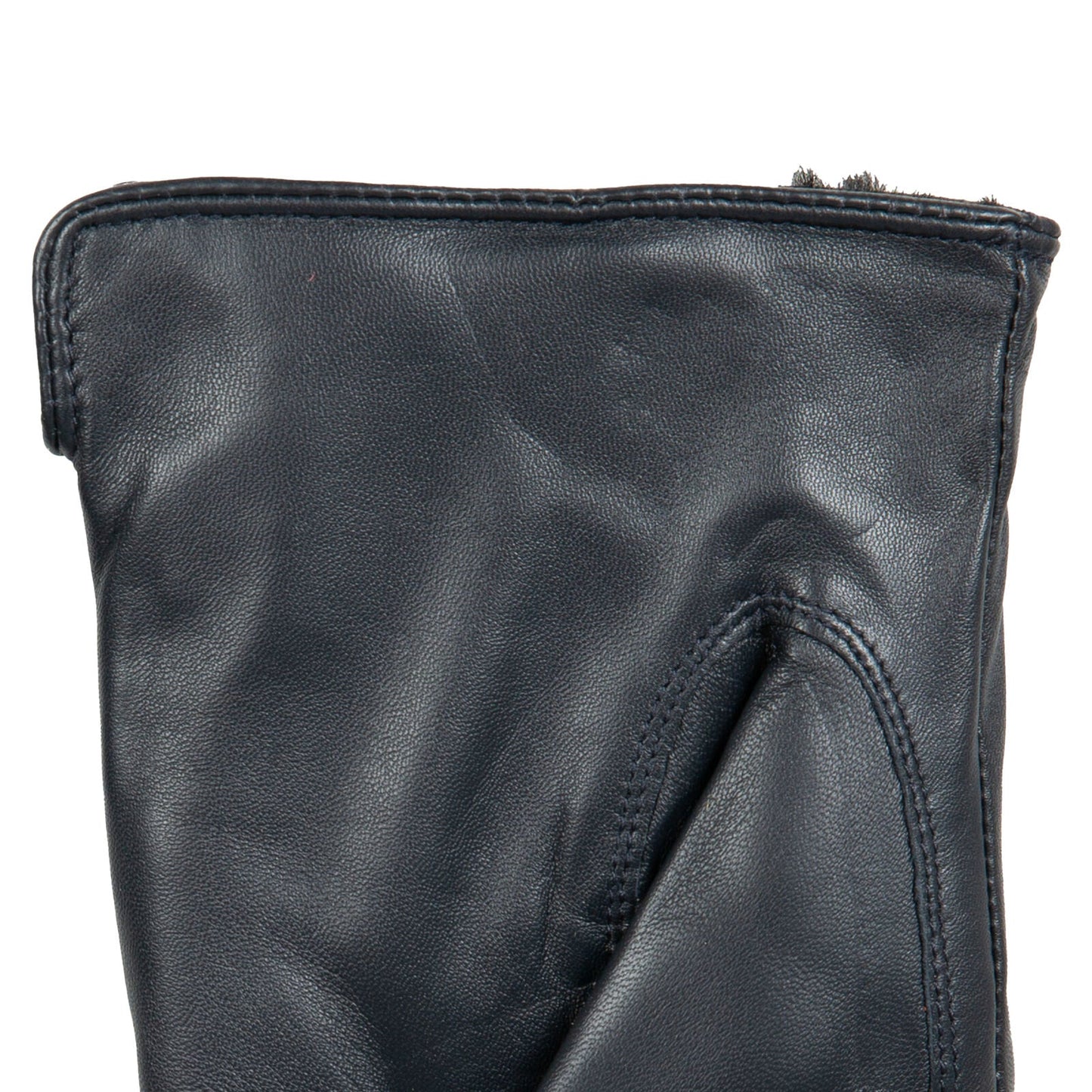 Dents Womens Touchscreen Single-Point Faux Fur-Lined Leather Gloves in Navy