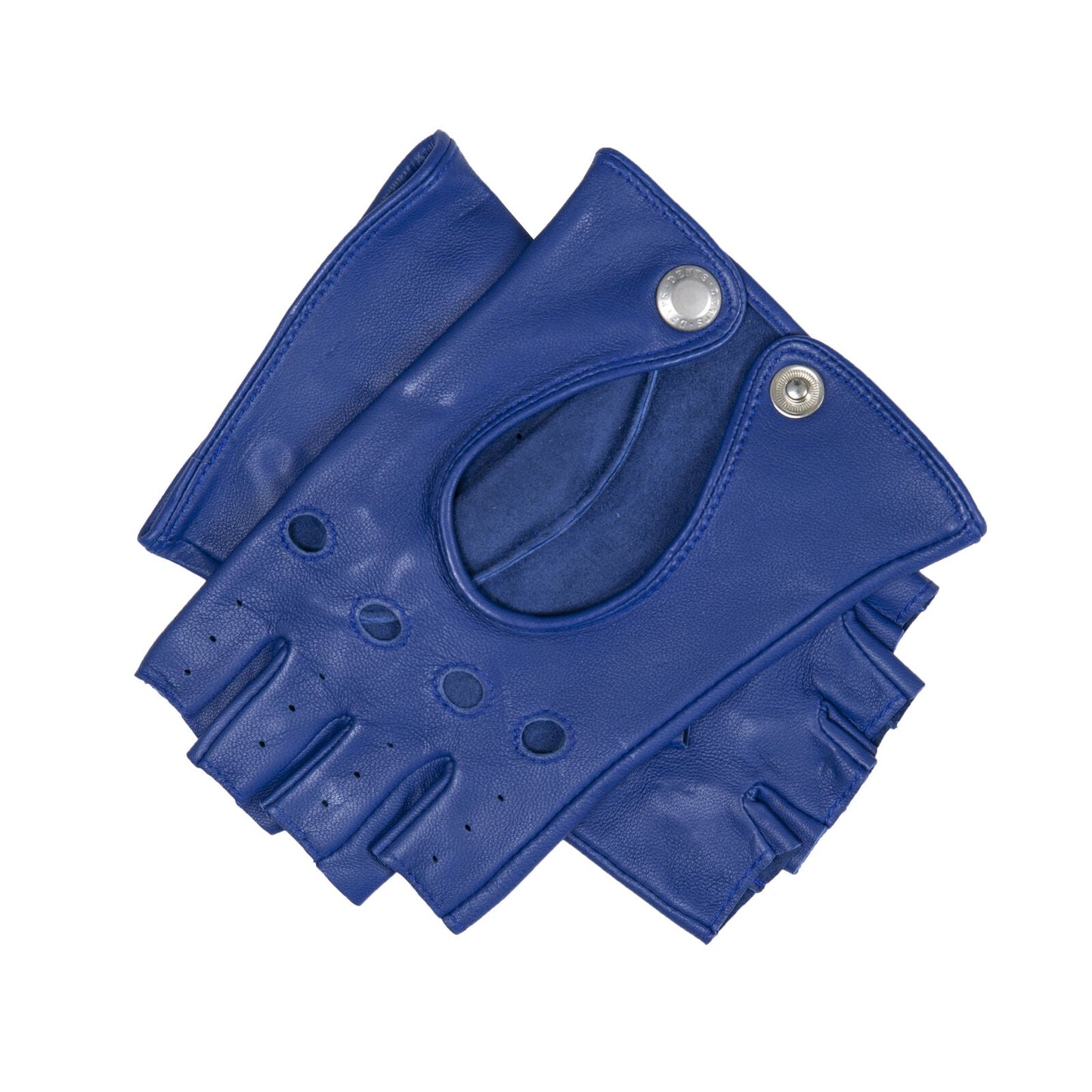 Dents Womens Fingerless Unlined Leather Driving Gloves in Marine