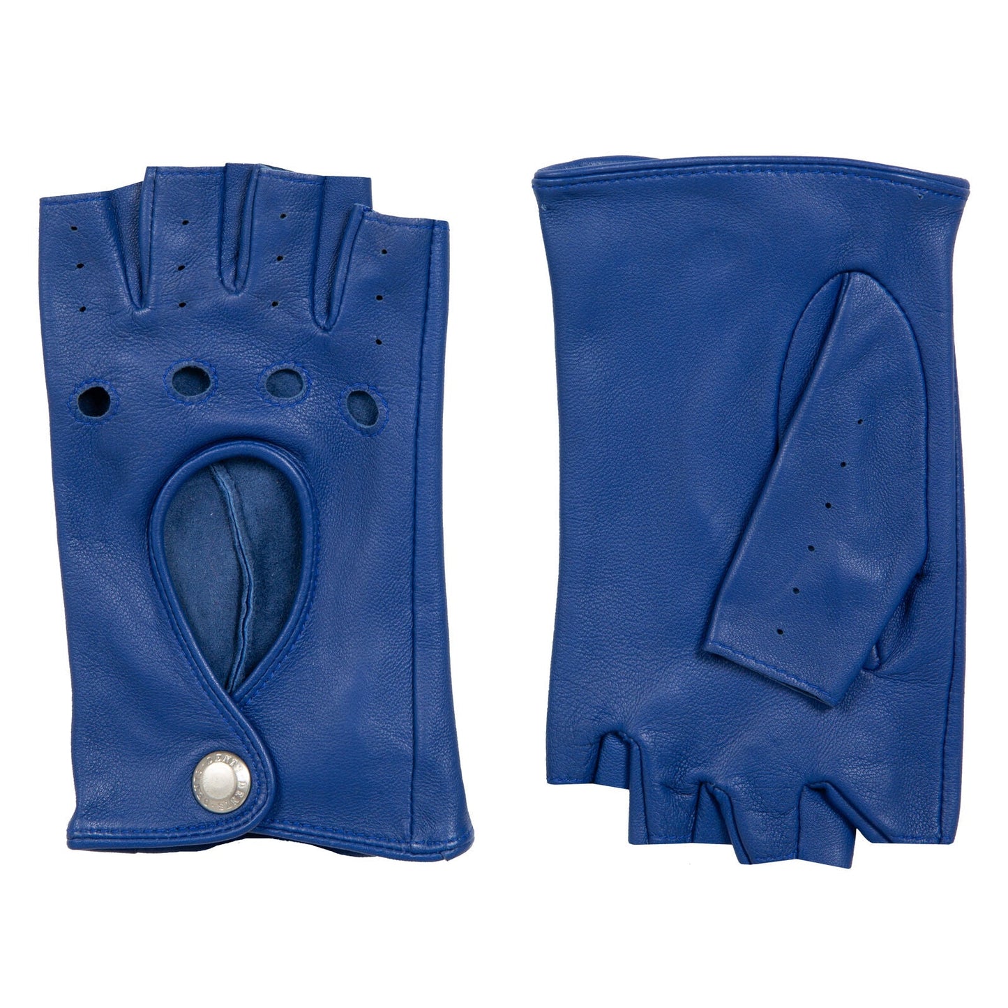 Dents Womens Fingerless Unlined Leather Driving Gloves in Marine