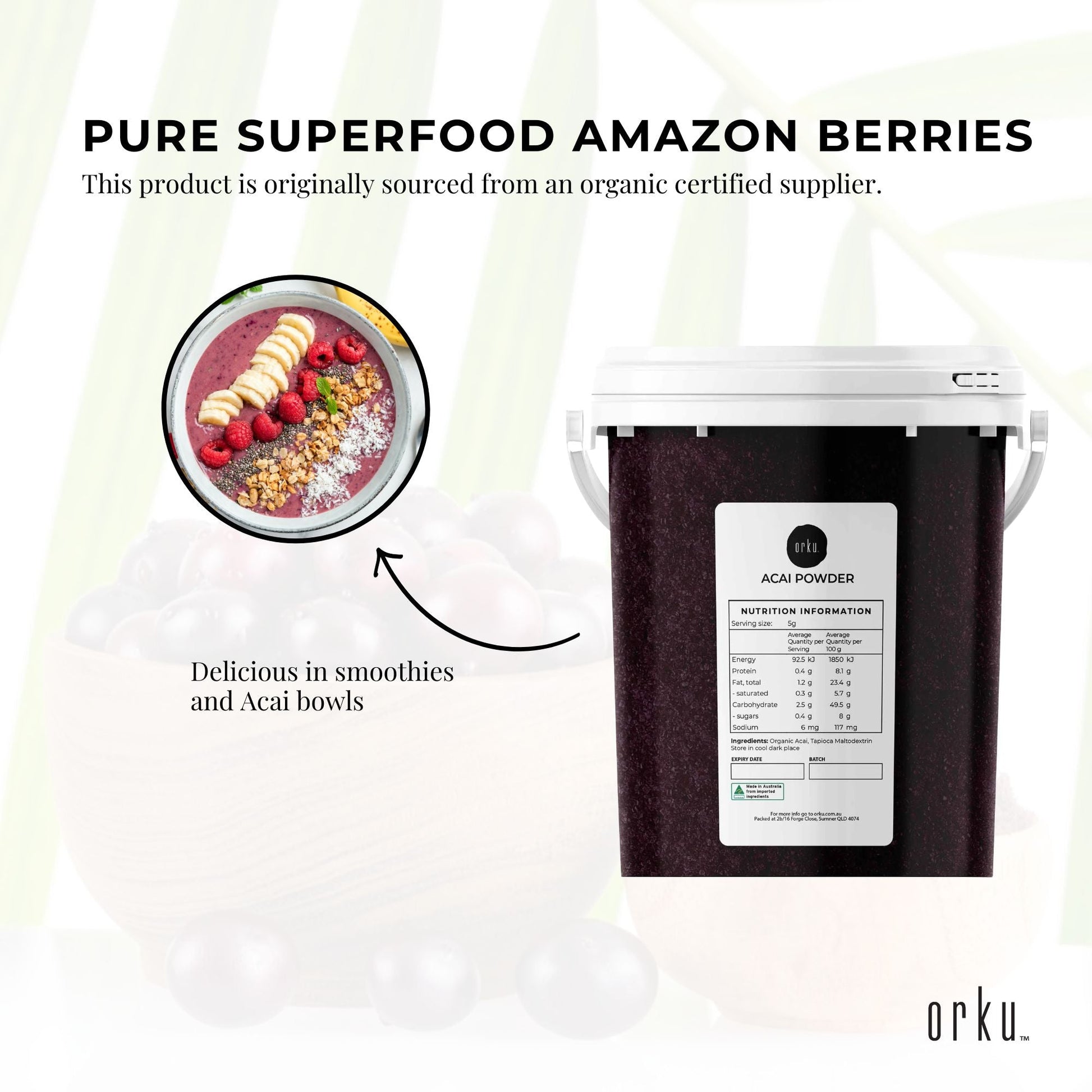 700g Acai Powder Bucket 100% Organic - Superfood Amazon Berries-3