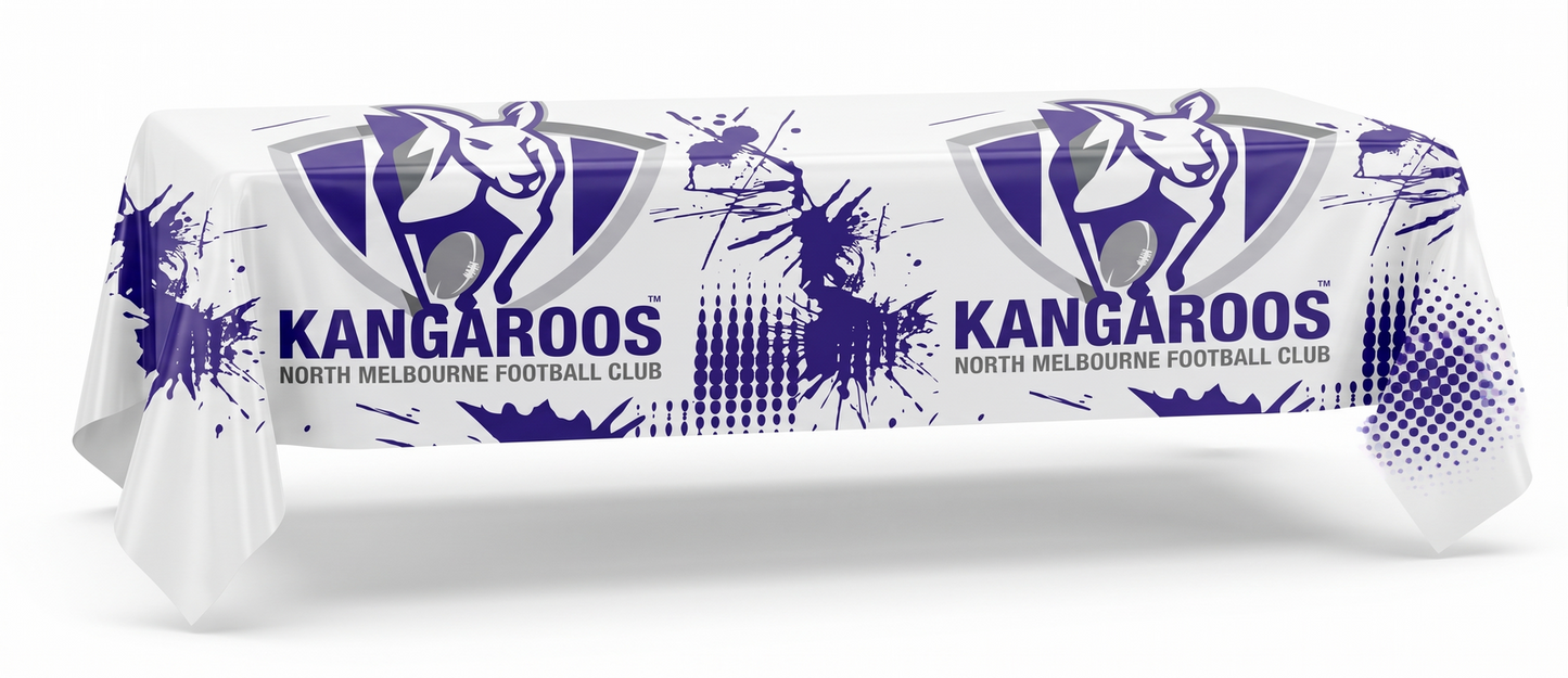 North Melbourne Kangaroos Official AFL Plastic Table Cover Cloth (200x100cm) - Officially Licensed