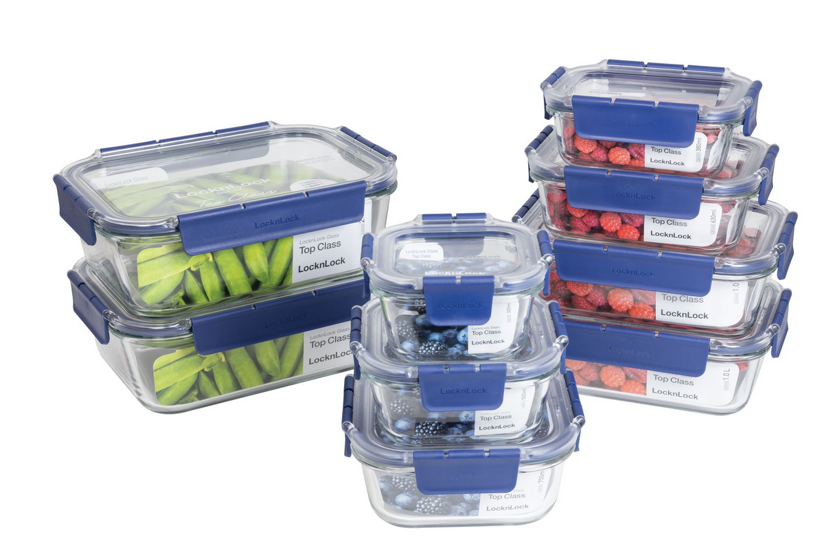 LocknLock Borosilicate Glass Food Storage/Baking Containers Top Class (9-Piece Gift Set)