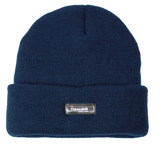 3M Thinsulate 3M Thinsulate Pull On Beanie Hat Ski Knit Thermal Insulated in Navy Blue-0