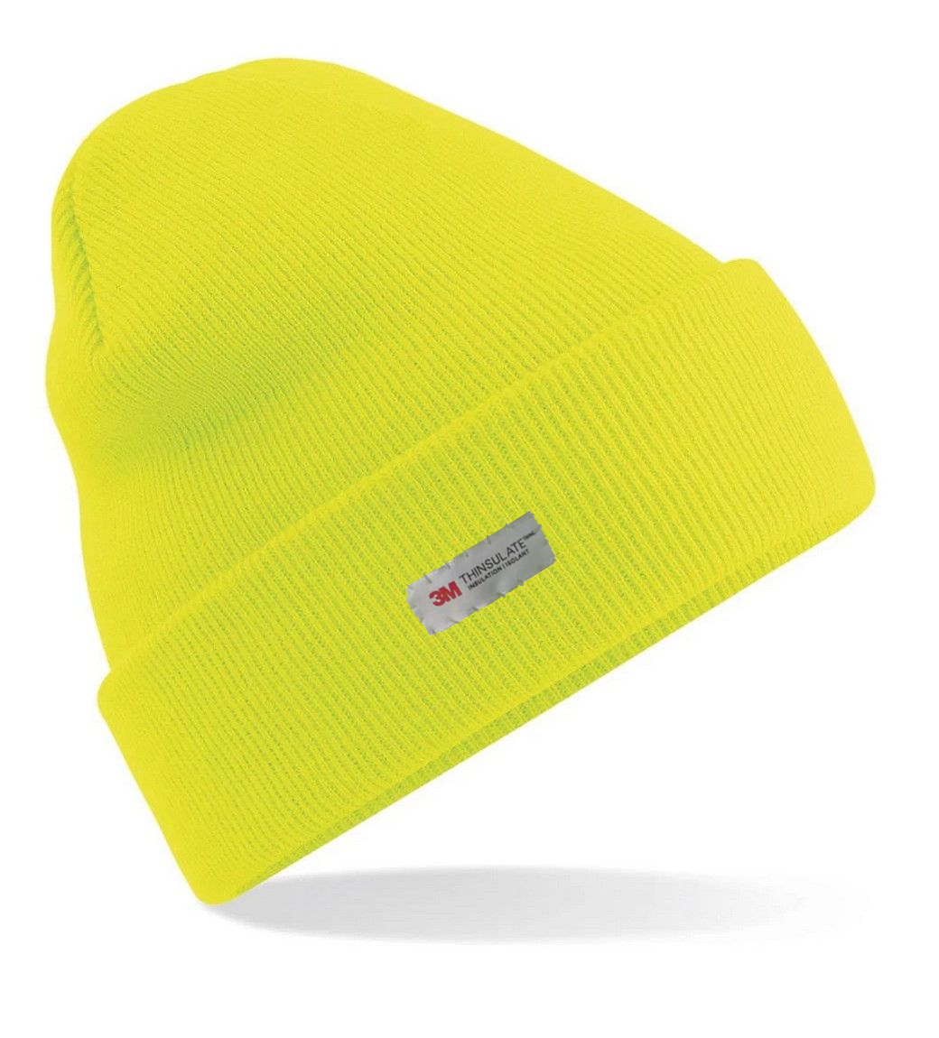 Dents 3M THINSULATE Pull On Beanie Hat Thermal Work High Visibility - Neon Yellow-0