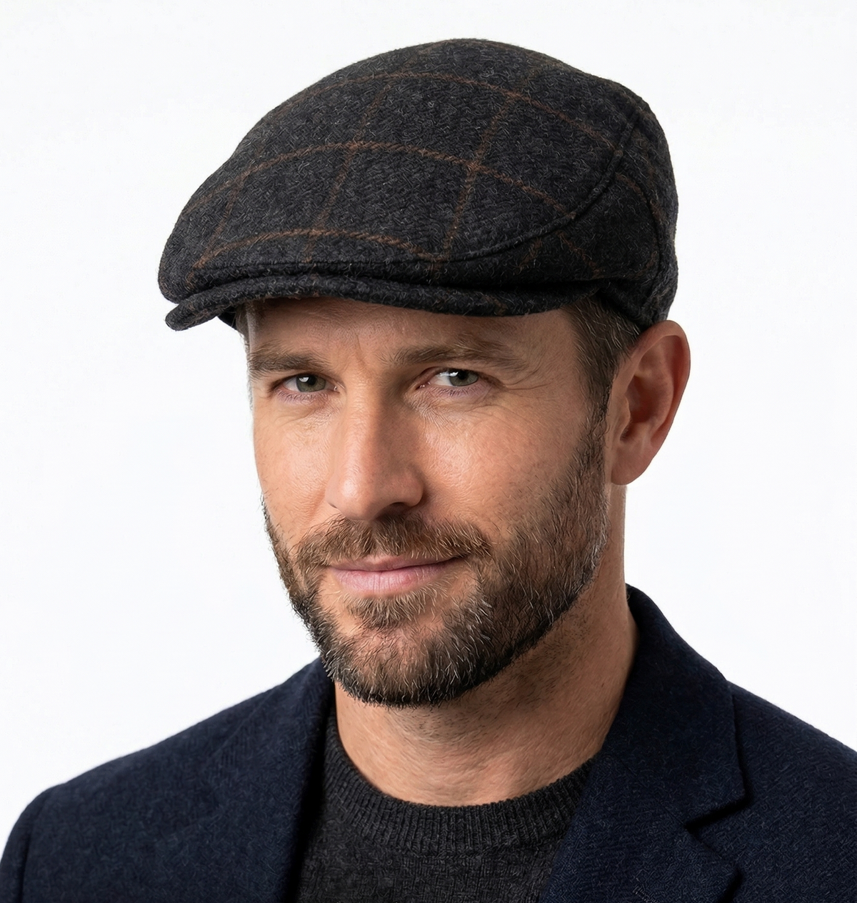 Dents Mens Quilted Woolmix Flat Ivy Cap in Black (Wool/Polyester) - Size S/M