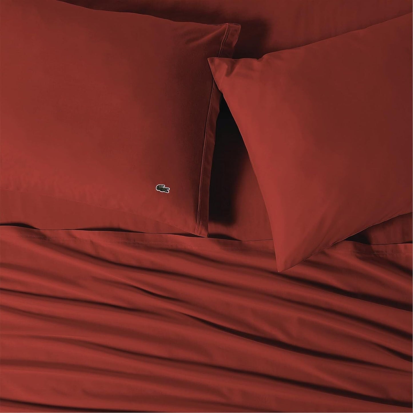 Lacoste King 100% Cotton Percale 200TC Bed Sheet Set in Chili Pepper