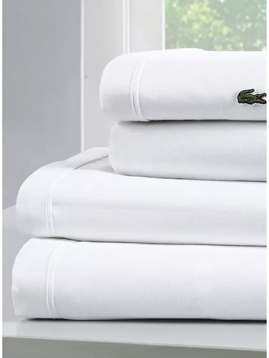 Lacoste 4-Piece California King Bed Sheet Set in White