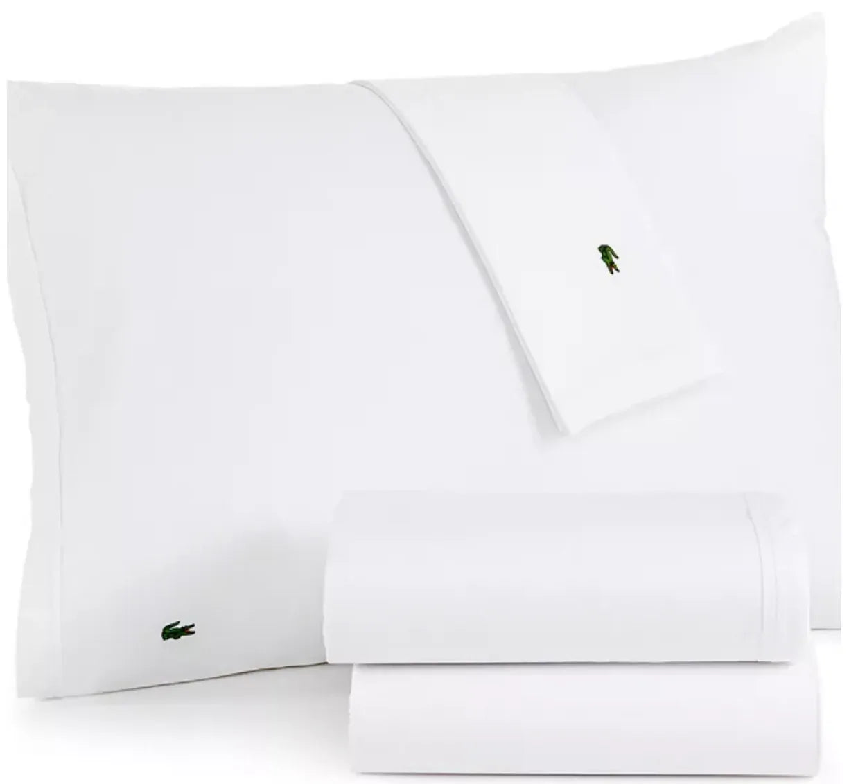 Lacoste 4-Piece California King Bed Sheet Set in White