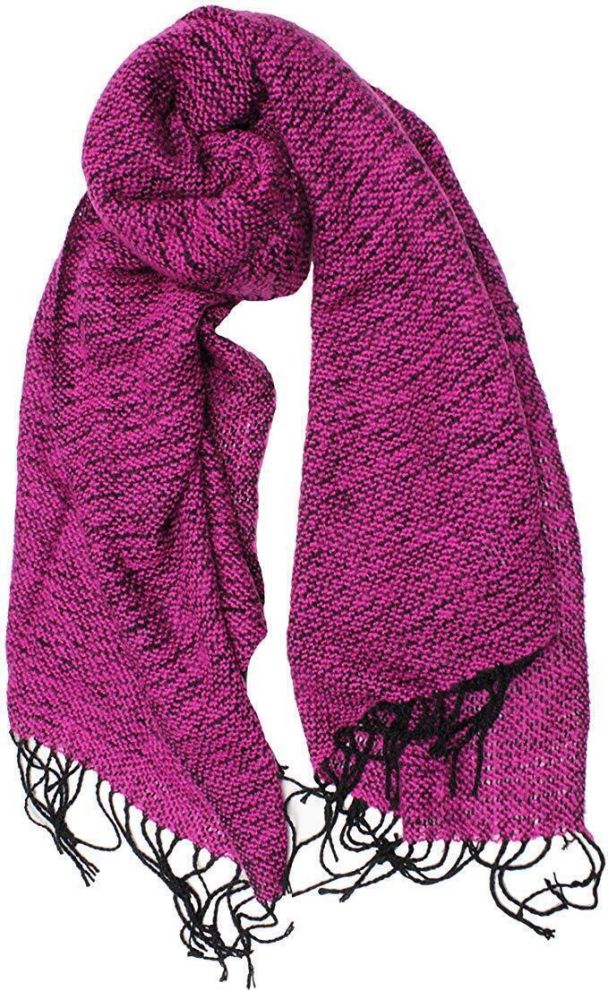 Dents Womens Soft Knit Scarf With Tassels Warm Winter Chunky - Black/Magenta-1