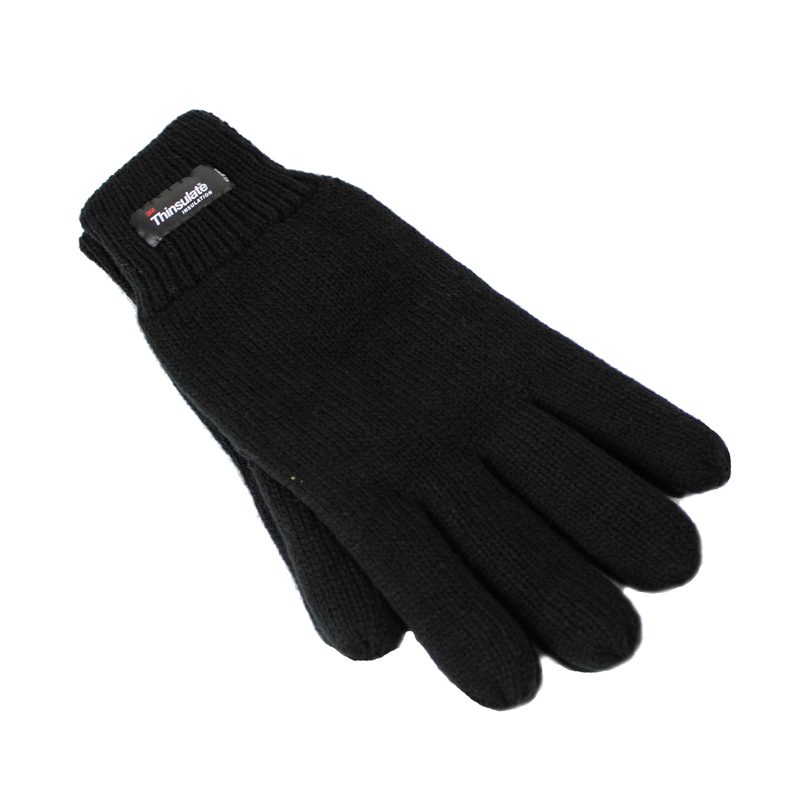 Dents 3M THINSULATE Gloves Snow Ski Knitted Polar Fleece Thermal Plain Winter - Black-0
