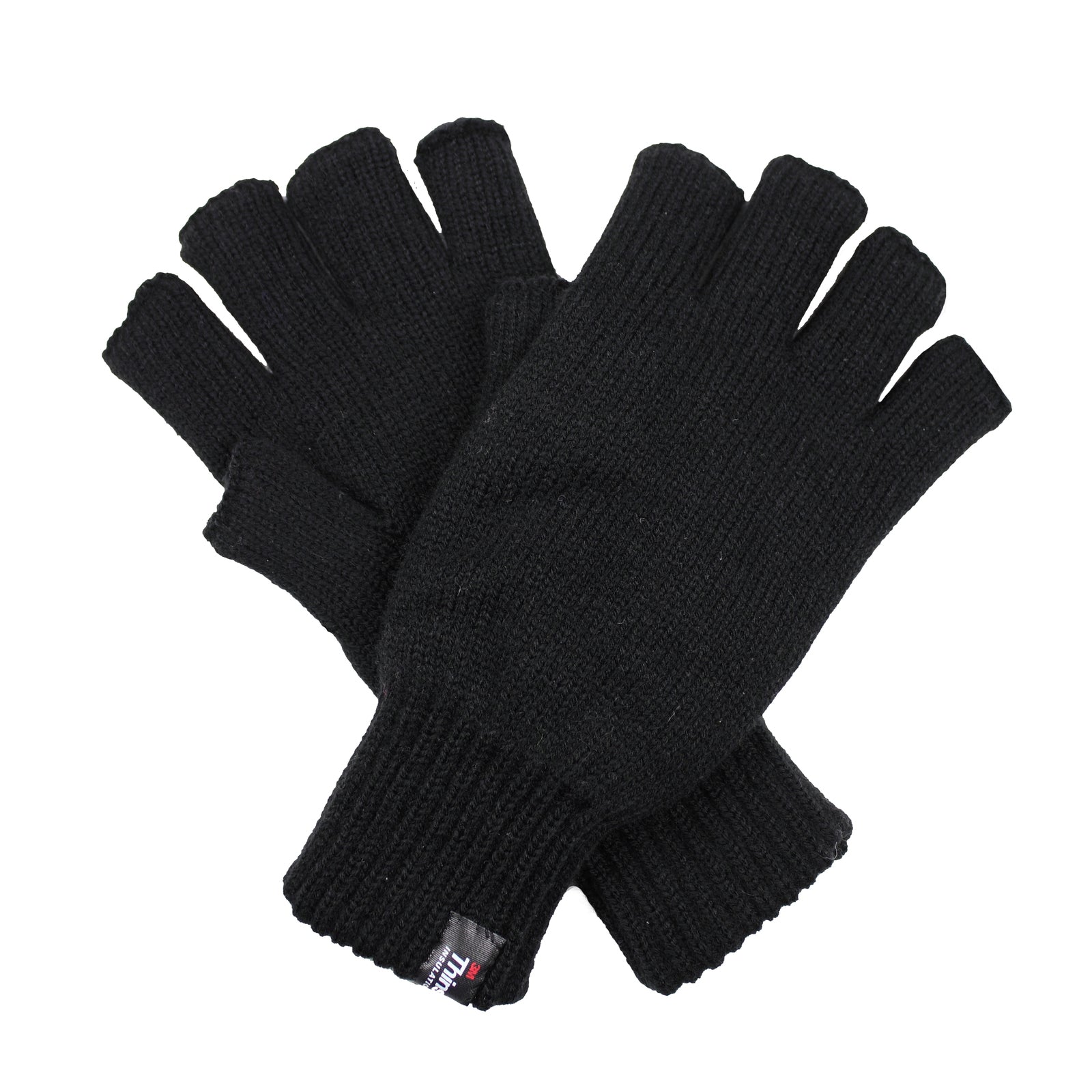 Dents 3M Thinsulate Black Fingerless Gloves - Knitted Insulation Polar Fleece-0