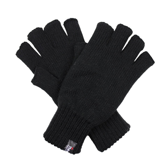 Dents 3M Thinsulate Black Fingerless Gloves - Knitted Insulation Polar Fleece-0