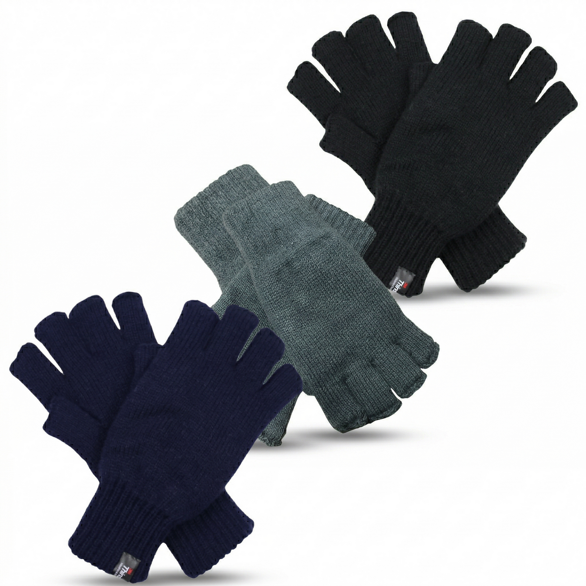 3x Dents Mens Thinsulate Knitted Fingerless Gloves Warm Winter Soft Insulation 3M