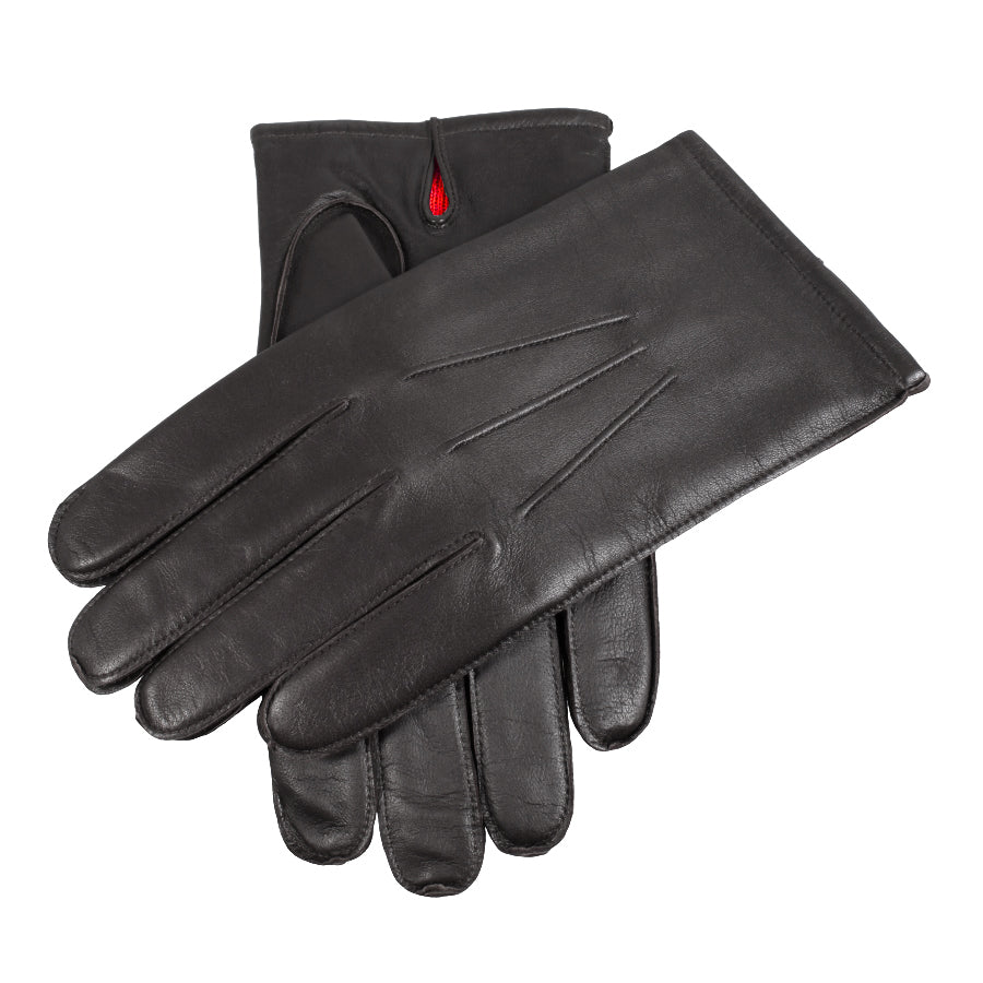 Dents Mens 3 Point Classic Leather Gloves with Australian Merino Wool Lining - Black-0