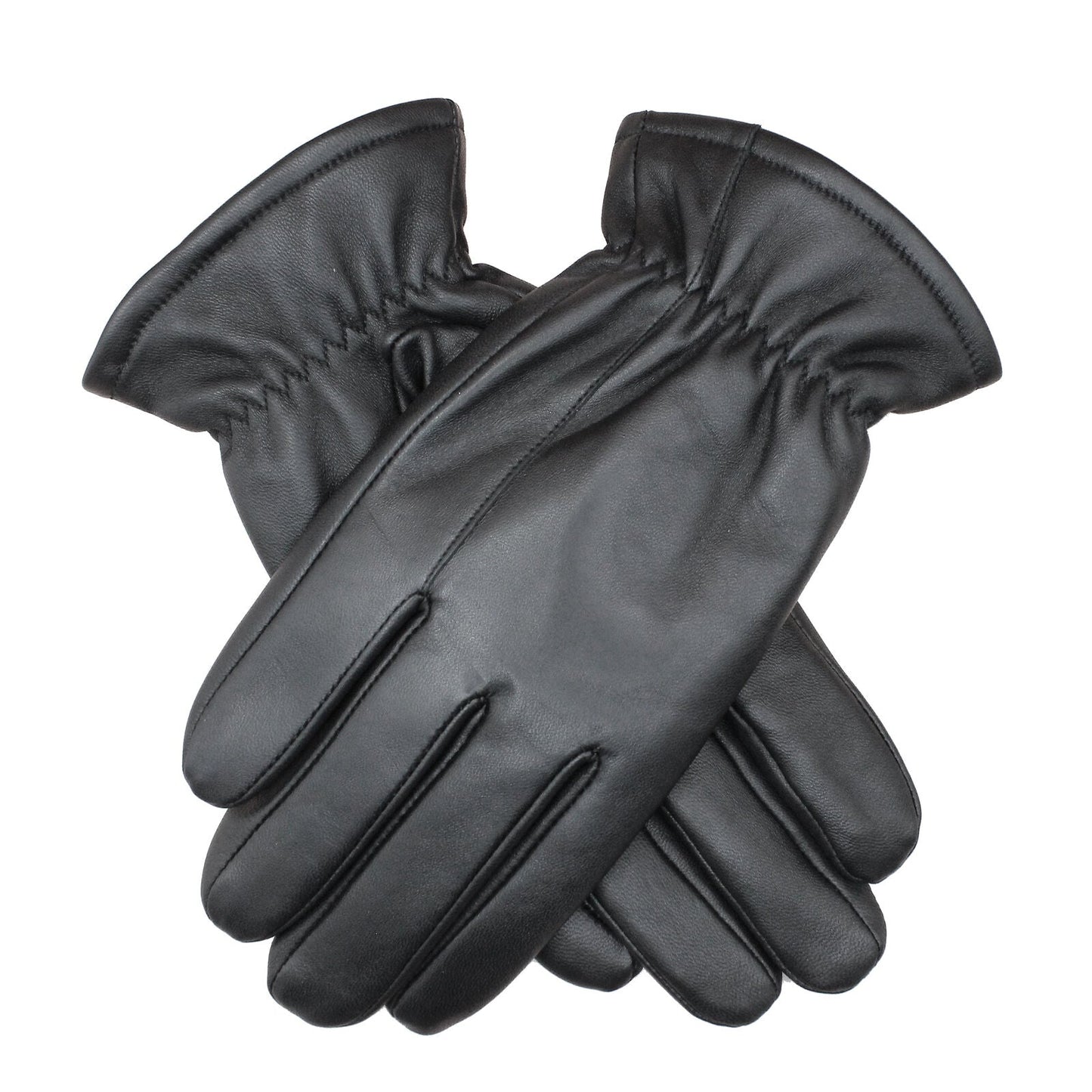 3M Thinsulate Mens Sheepskin Leather Gloves with Gathered Wrist in Black-1
