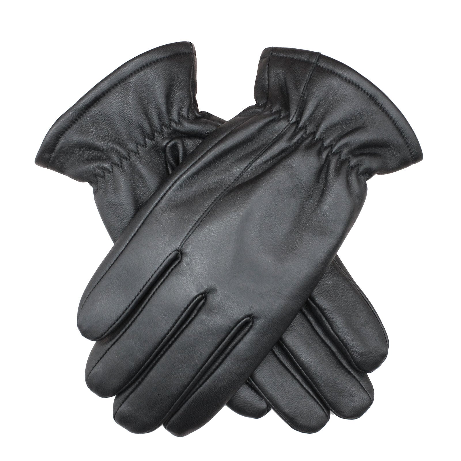 3M Thinsulate Mens Sheepskin Leather Gloves with Gathered Wrist in Black-1