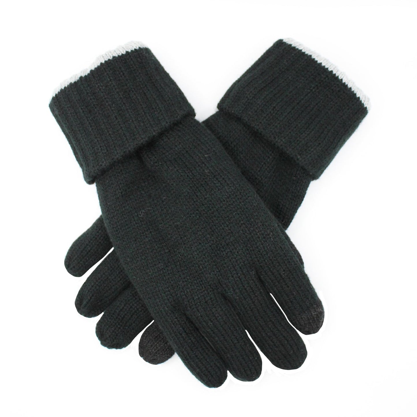 Dents 3M Thinsulate Mens Black/Grey Acrylic Knit Gloves with Cuff-0