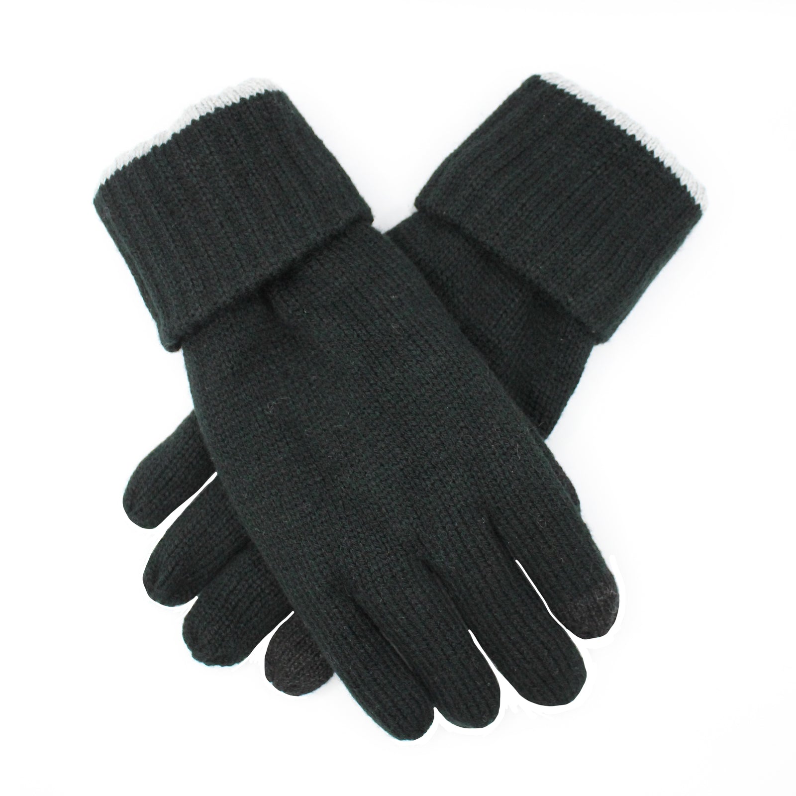 Dents 3M Thinsulate Mens Black/Grey Acrylic Knit Gloves with Cuff-0