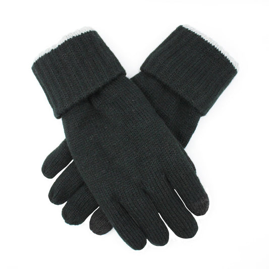 Dents 3M Thinsulate Mens Black/Grey Acrylic Knit Gloves with Cuff-0