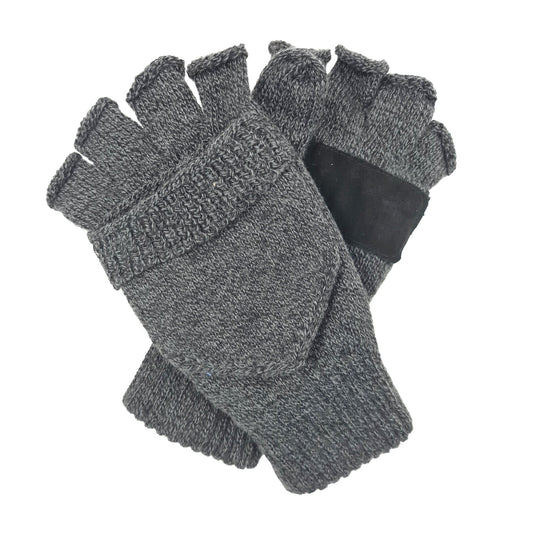 Dents 3M Thinsulate Lined Half Finger Fingerless Knit Gloves/Mittens in Charcoal-0