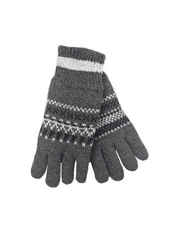 Dent's Mens Thinsulate Lined Fairisle Knit Gloves - Black/Grey-0
