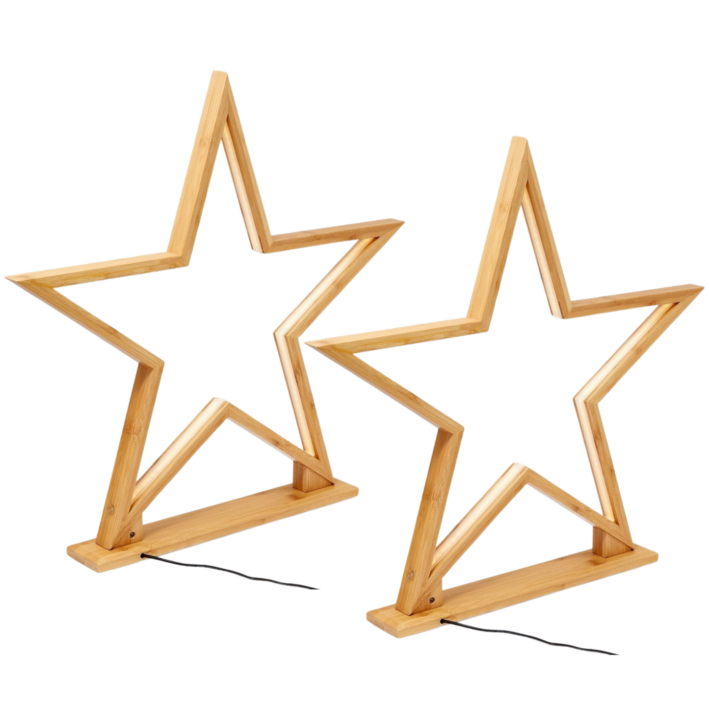 2x 52cm Bamboo Star Lamp - Table Light - Natural Decor-0