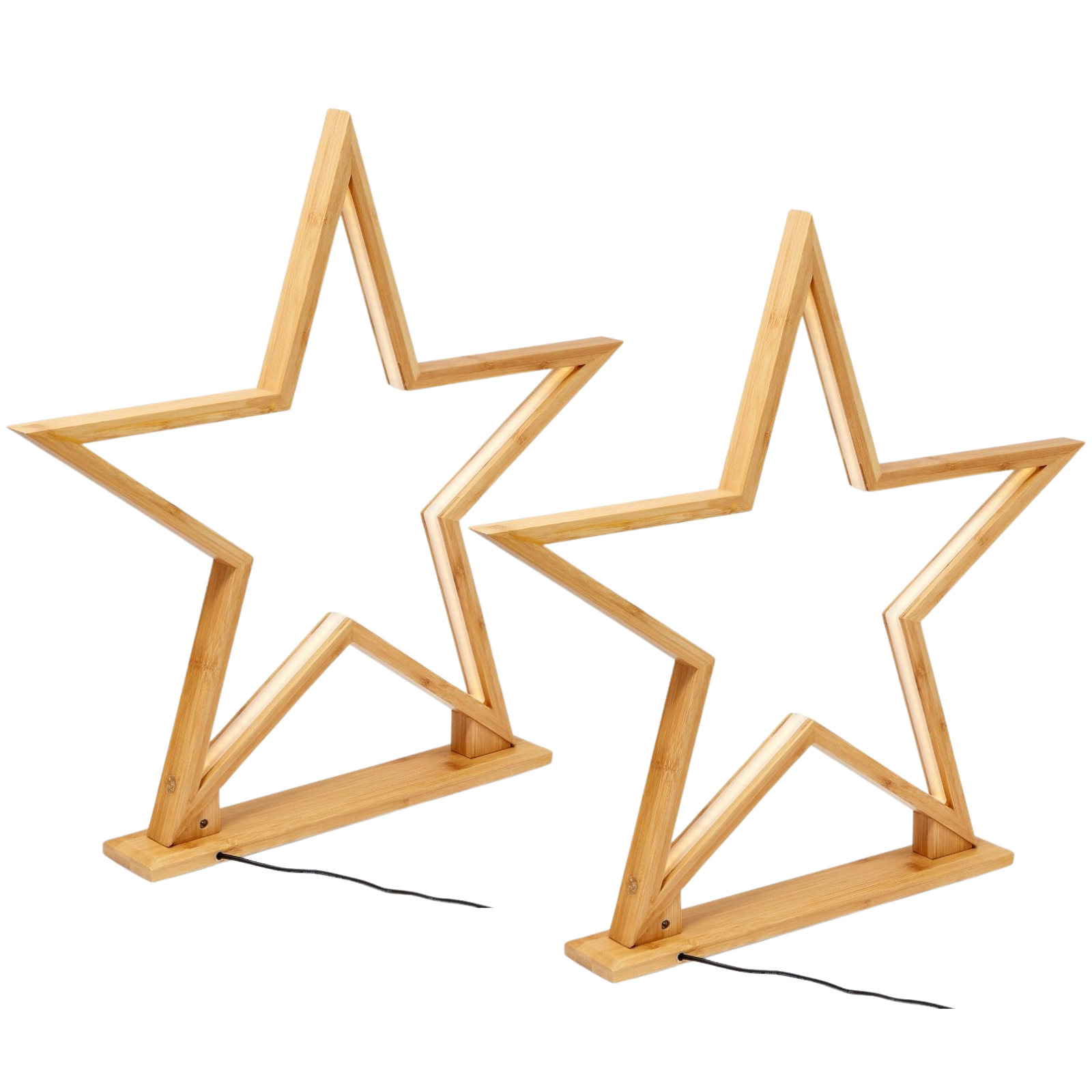 2x 52cm Bamboo Star Lamp - Table Light - Natural Decor-1