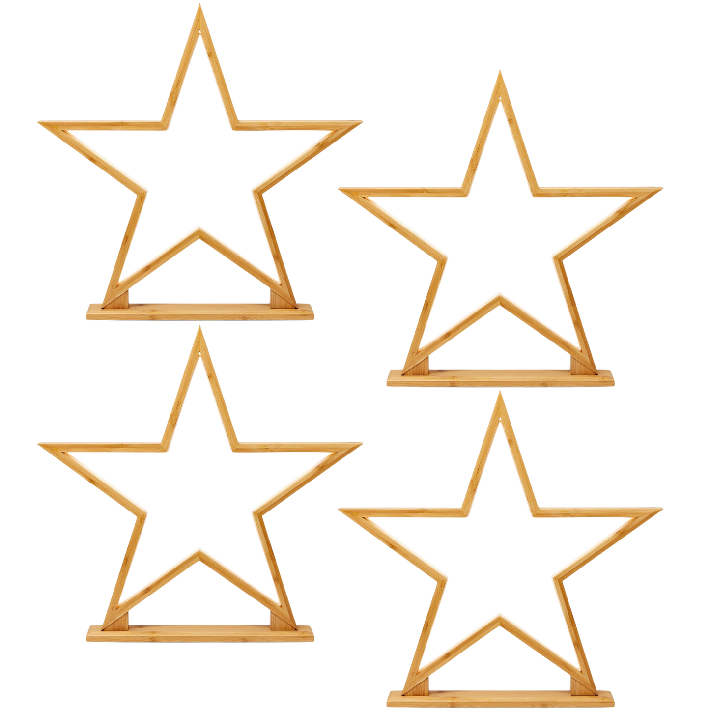 4x 52cm Bamboo Star Lamp - Table Light - Natural Decor-1