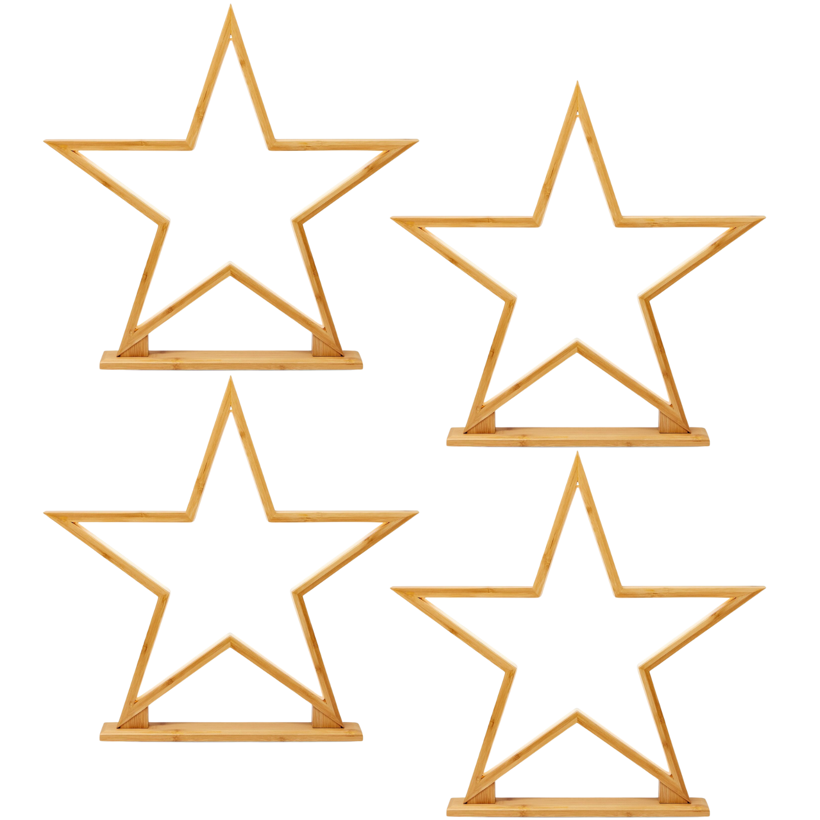 4x 52cm Bamboo Star Lamp - Table Light - Natural Decor-1