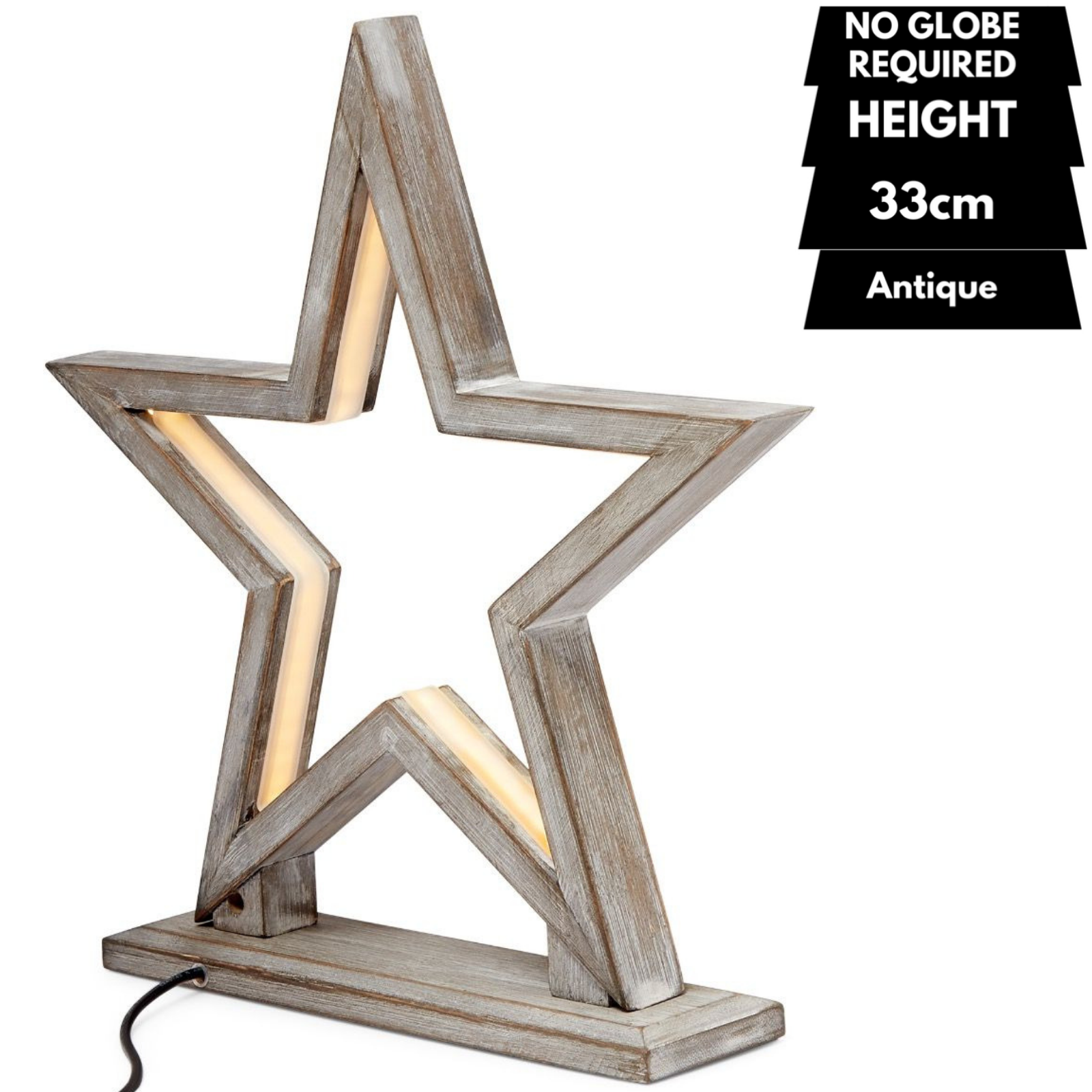 33cm Bamboo Star Lamp - Table Light - Antique Timber-1